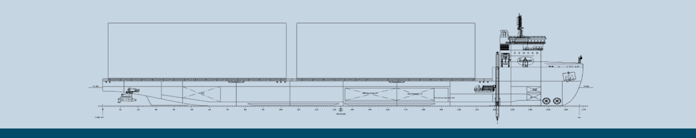 Side-profile technical drawing of a deck carrier with two large cargo modules